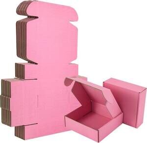 25 Pack Pink 4x4x2 Corrugated Shipping Boxes Small Business Gift Mailer Box NEW